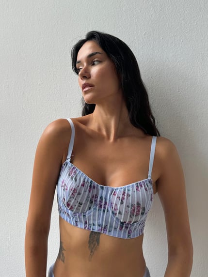 Flower Pattern Unlined Bra Set